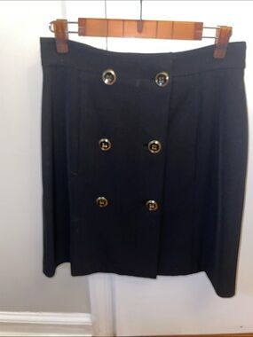 Sara Jane Black Double-Breasted Pencil Skirt with Gold Buttons